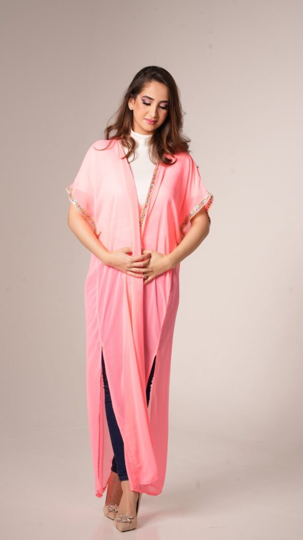 women wearing pink kaftan