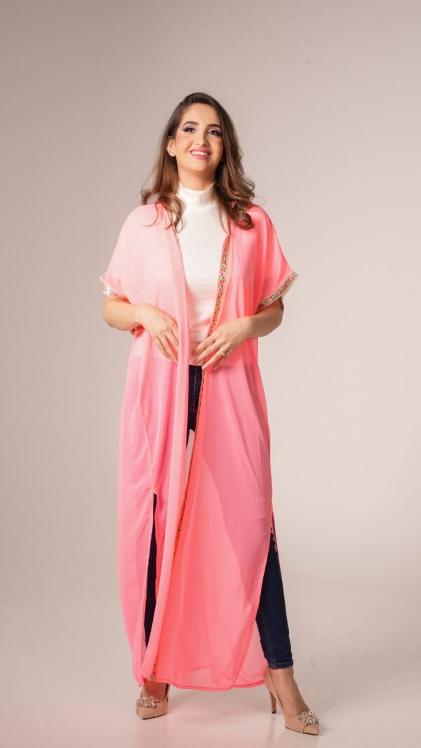 women wearing pink kaftan