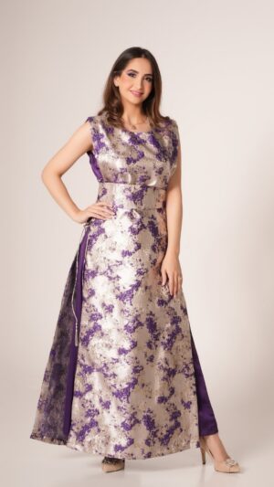 Majestic Plum Blossom Kaftan Dress