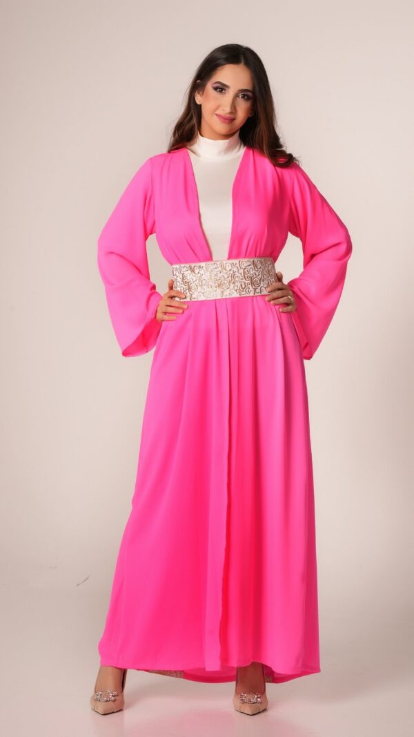 women wearing fuchsia kaftan