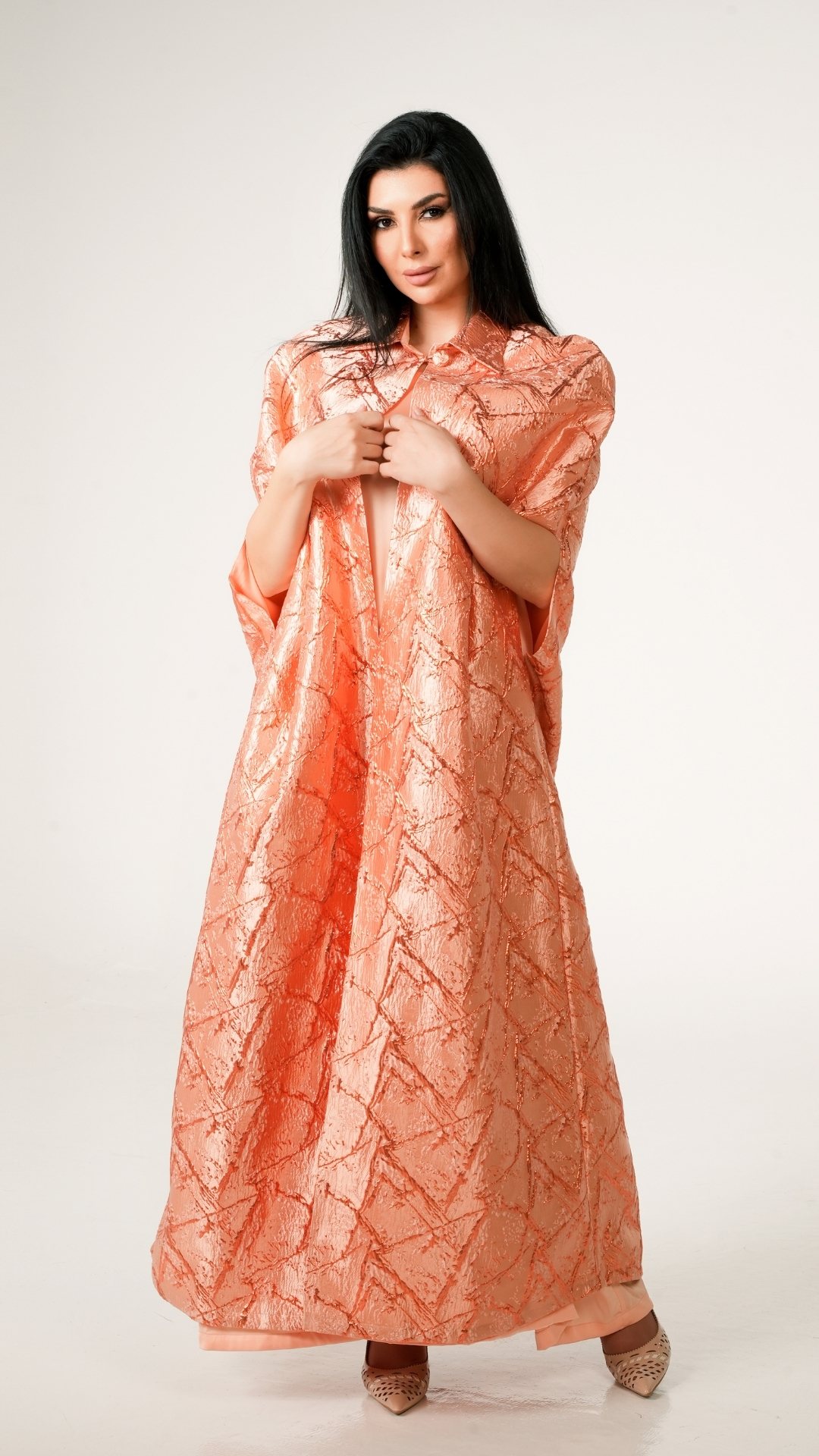 women wearing orange kaftan