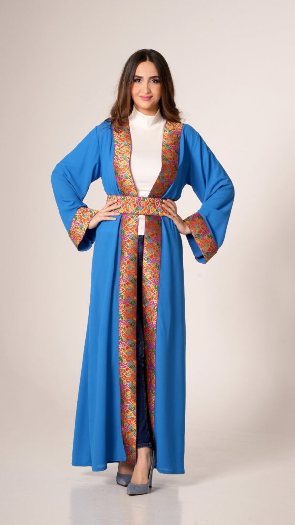 women wearing blue kaftan