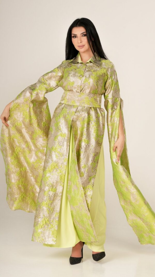 women wearing green dress kaftan