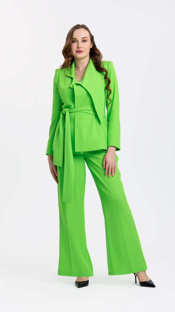 women wearing green suit